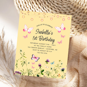 Papier Invitation de 1er anniversaire Budget Fleur Sauvag