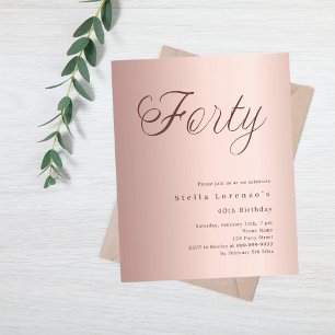 Papier Invitation de 40e anniversaire de style budget en