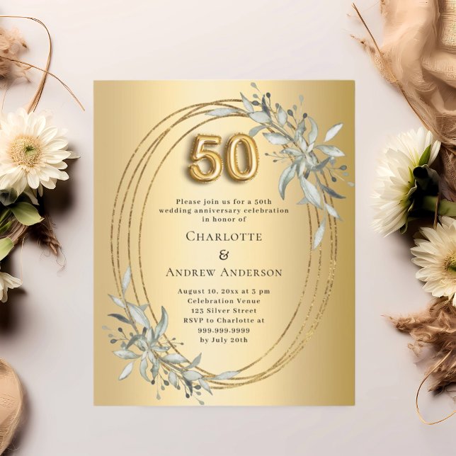 Papier Invitation de 50e anniversaire de mariage à la ver (Créateur téléchargé)