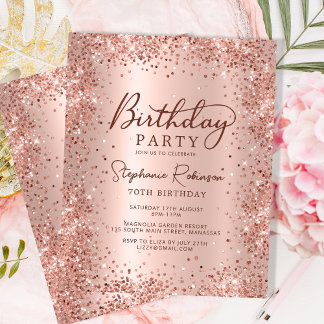 Papier Invitation de 70e anniversaire à paillettes en or