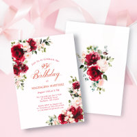 Invitation de 95e anniversaire Rose rouge rose Ros
