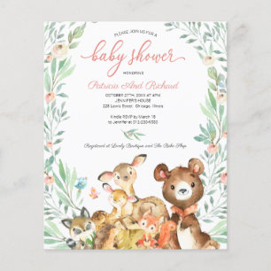 Papier Invitation de baby shower adorable en forêt à peti