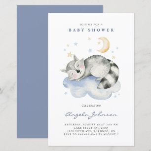 Papier Invitation de Baby Shower au Raton Laveur Dormant 