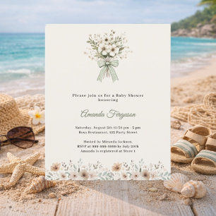 Papier Invitation de Baby Shower aux florales neutres ver