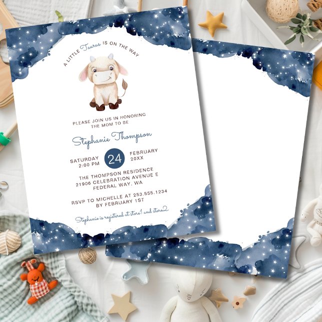 Papier Invitation de Baby Shower Budget Celestial Taurus (Budget Celestial Taurus Baby Shower Invitation)