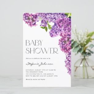 Papier Invitation de Baby shower de fleurs Lilac à l'aqua