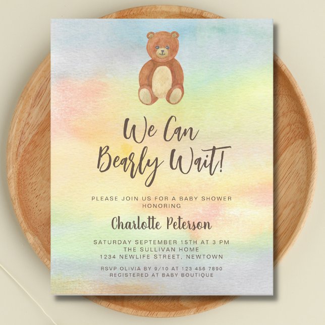 Papier Invitation de Baby shower d'ours mignon du budget (Créateur téléchargé)