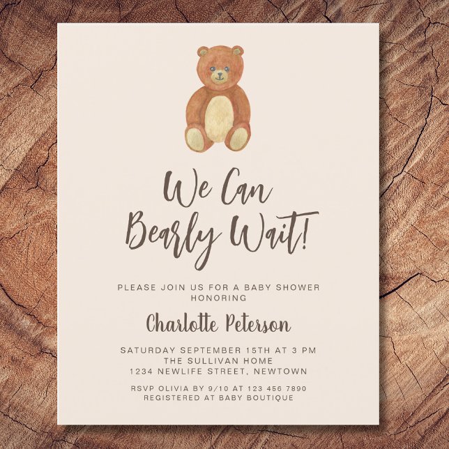 Papier Invitation de Baby shower d'ours mignon du budget (Créateur téléchargé)