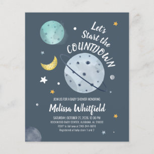 Papier Invitation de Baby Shower Espace Extérieur à Petit