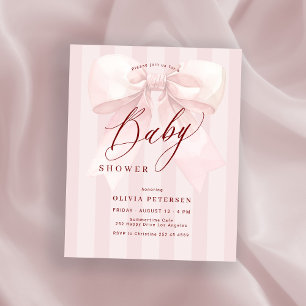 Papier Invitation de baby shower fille à ruban rose bon m