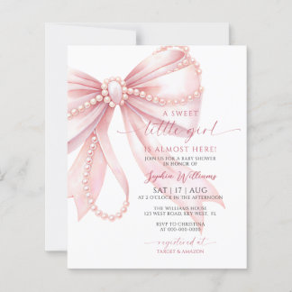 Papier Invitation de Baby Shower Fille Mignonne avec Ruba