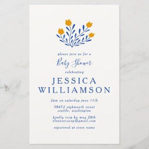 Papier Invitation de Baby Shower Fleurs Mignonnes Budget