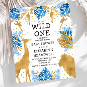 Papier Invitation de Baby Shower Garçon Safari Budget Ble