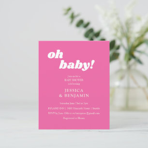 Papier Invitation de baby shower moderne et mignonne rose