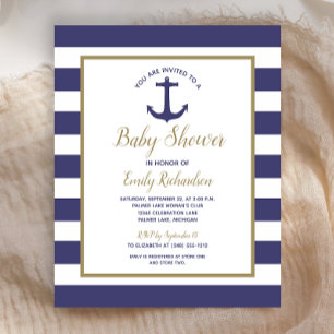 Papier Invitation de baby shower nautique budgétaire