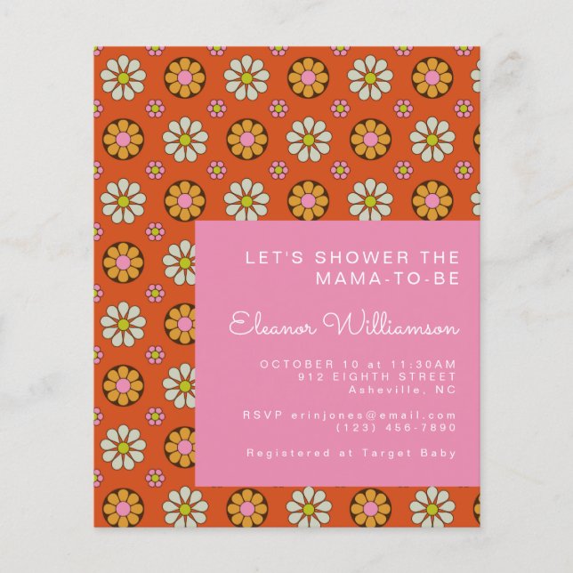 Papier Invitation de Baby shower Orange Super Budget (Devant)