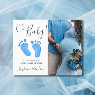 Papier Invitation de Baby Shower Photo Garçon Pieds de Bé