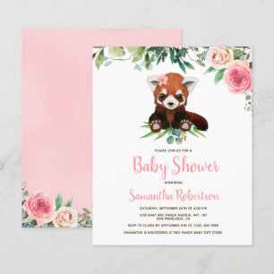 Papier Invitation de Baby shower rose pâle à l'ours mou d