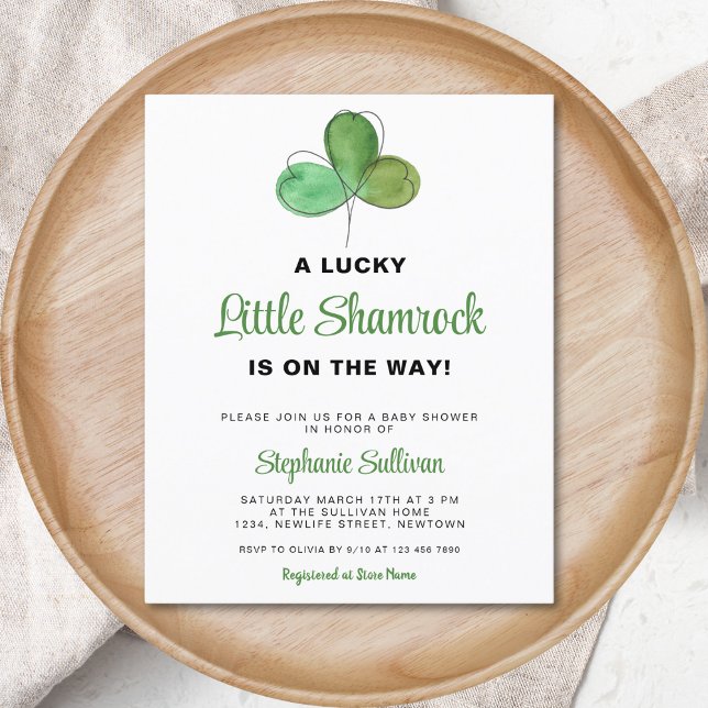 Papier Invitation de Baby shower Shamrock chanceux (Créateur téléchargé)