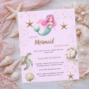Papier Invitation de Baby Shower Sirène rose violet