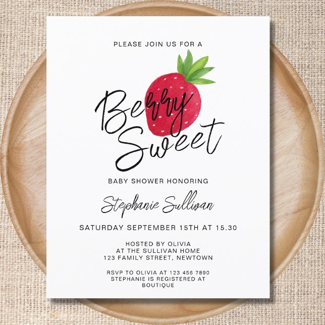 Papier Invitation de Baby shower sucré aux fraises Budget (Créateur téléchargé)