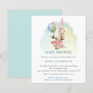 Papier Invitation de Baby shower Turquoise Bunny Budget