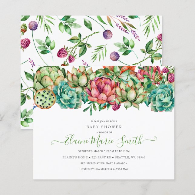 Papier Invitation de Baby shower unisexe et efficace du b (Devant / Derrière)