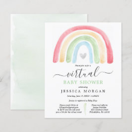 Papier Invitation de Baby shower virtuel Boho Rainbow Bud