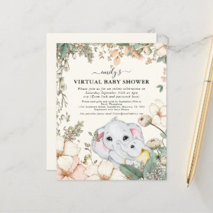 Papier Invitation de Baby shower virtuel Budget Elephant 