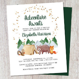 Papier Invitation de Baby shower virtuel Budget Woodland