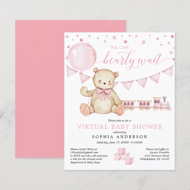 Papier Invitation de Baby Shower Virtuelle Économique Our (Devant / Derrière)