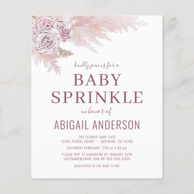 Papier Invitation de Baby Sprinkle Bohème de Luxe à l'Her (Devant)