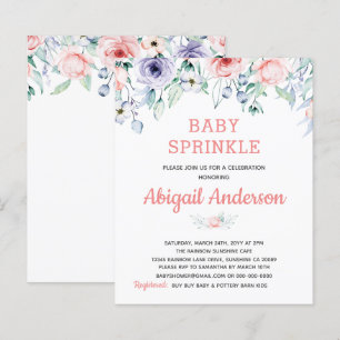 Papier Invitation de Baby Sprinkle Florale Rose Bon March
