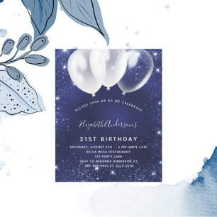 Papier Invitation de ballon bleu marine