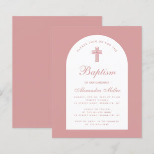 Papier Invitation de baptême fille Budget Arch Dusty Rose