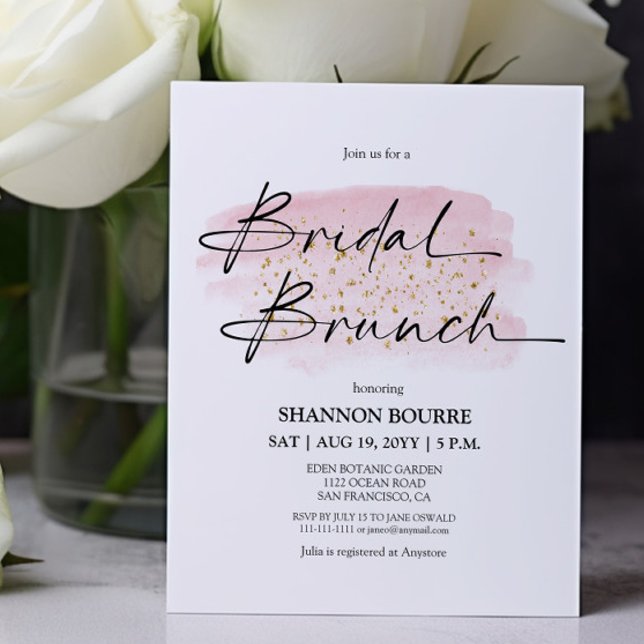 Papier Invitation de brunch de mariage élégant rose doré  (Créateur téléchargé)