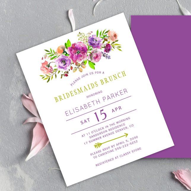 Papier Invitation de brunch pour femme d'honneur à fleurs (Créateur téléchargé)