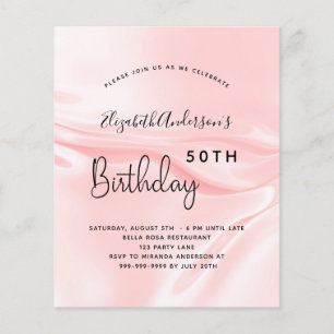Papier Invitation de budget d'anniversaire en soie de sat