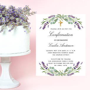 Papier Invitation de budget floral lavande de confirmatio
