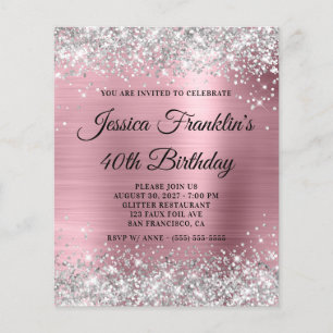 Papier Invitation de budget pour 40e anniversaire rose pa