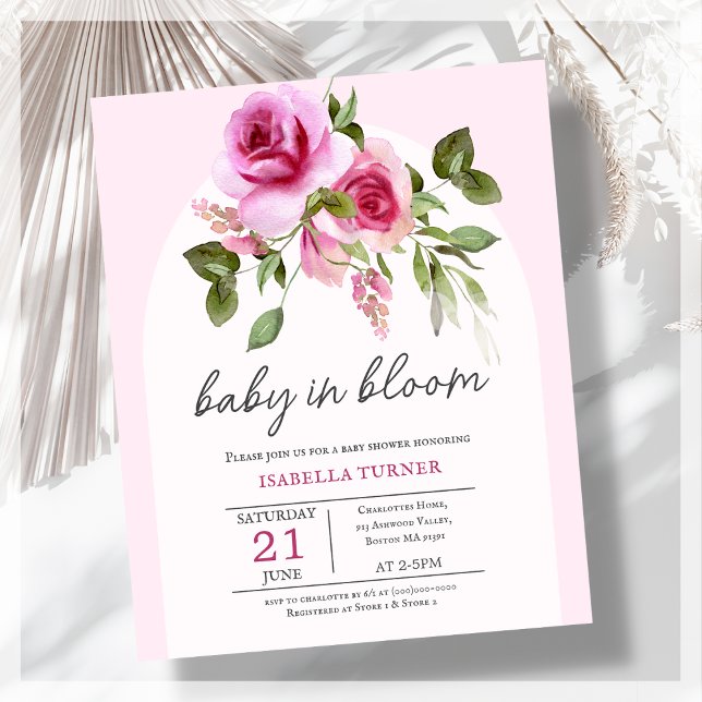 Papier Invitation de budget pour Baby Shower Rose Rose Pâ (Créateur téléchargé)