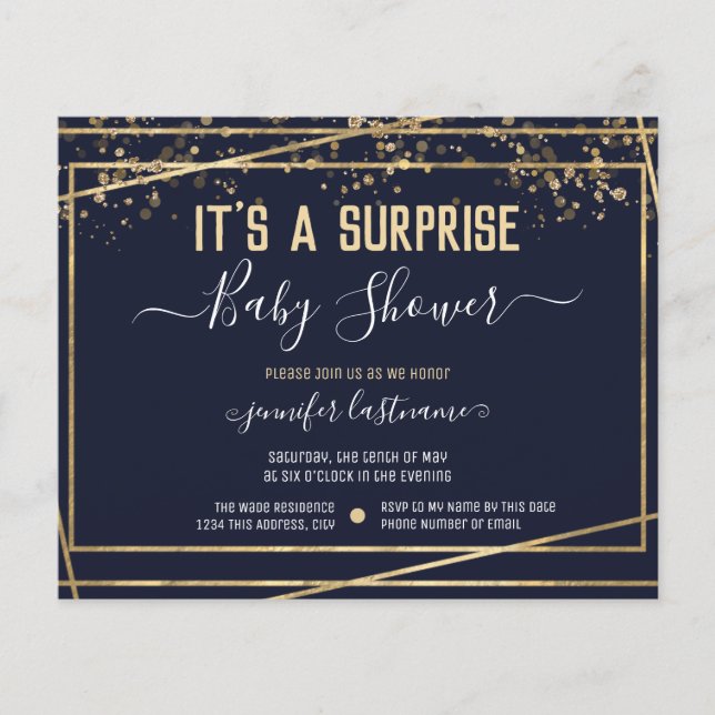 Papier Invitation de budget pour Baby Shower Surprise (Devant)