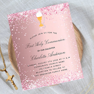 Papier Invitation de budget rose poudré pour la première