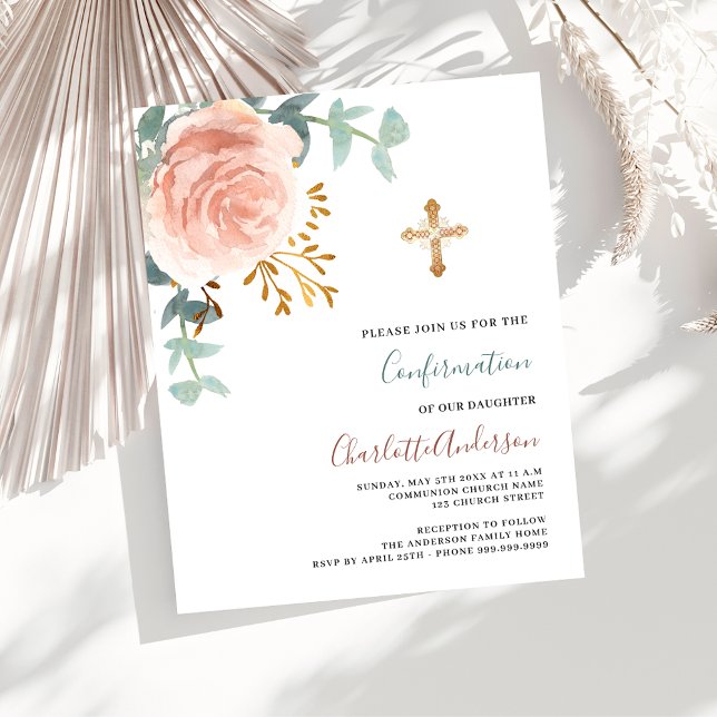 Papier Invitation de confirmation de budget rose gold ros (Créateur téléchargé)