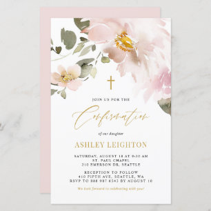 Papier Invitation de confirmation des fleurs d'aquarelle