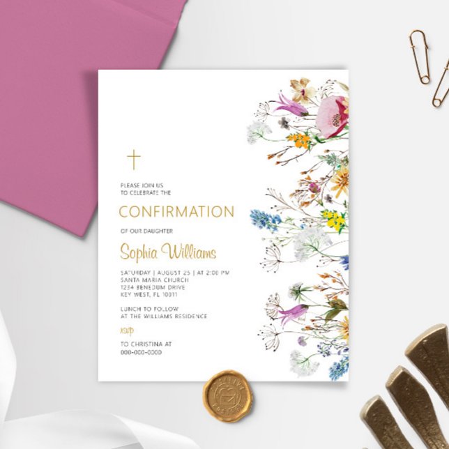 Papier Invitation de confirmation des Fleurs sauvages de  (Créateur téléchargé)