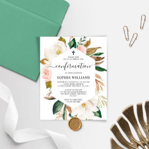 Papier Invitation de confirmation du cadre Magnolia Budge