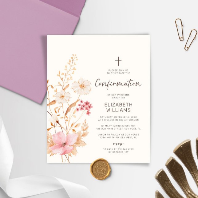 Papier Invitation de confirmation du jardin du Fleur sauv (Créateur téléchargé)