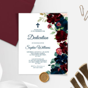 Papier Invitation de dédicace Bourgogne et Bleu Marine pa