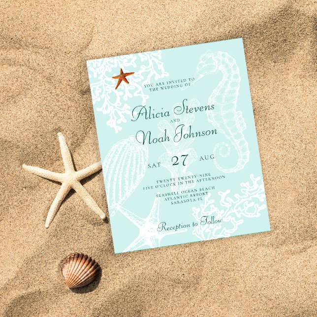 Papier Invitation de destination de plage de mariage écon (Créateur téléchargé)